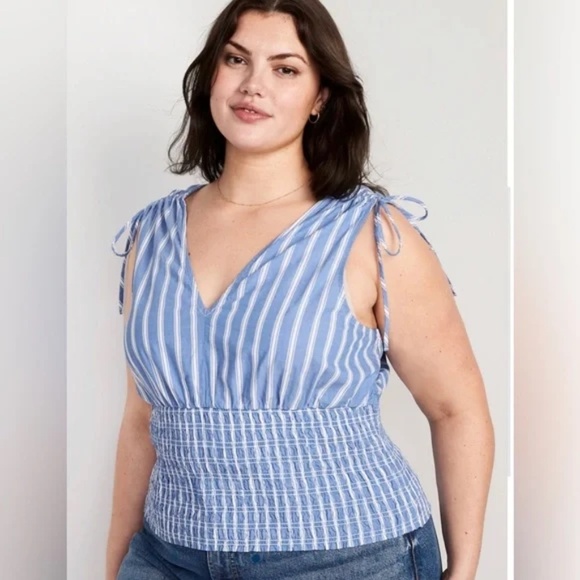 NWT Old‎ Navy Striped Sleeveless Blouse sz XXL Blue/White - Picture 1 of 8